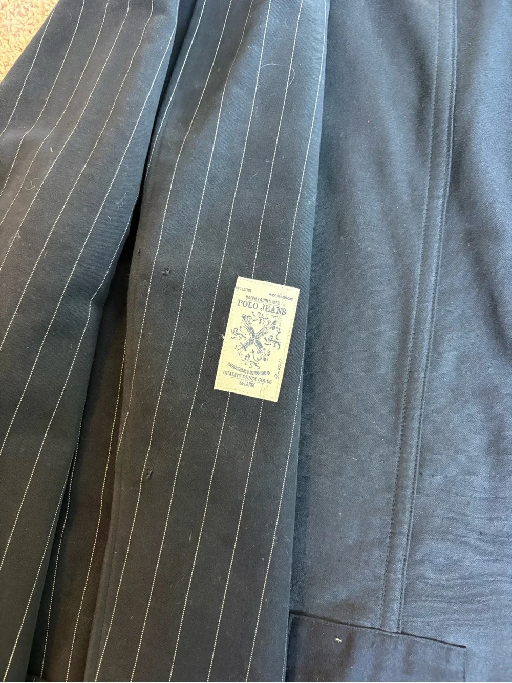 Polo Jeans Co Ralph Lauren Navy Pinstripe Blazer Jacket Men’s XXL cotton
